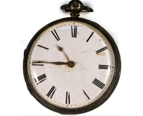 A Victorian silver pocket watch, the 4.5cm Dia. Roman numeric dial fronting a fusee verge movement, signed Thomas Mankes Belp