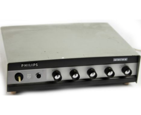 A Philips AG9016 PL12871 vintage stereo, in rectangular case, with articulated front tuning knops, 9cm H, 30cm W, 23cm D, wit