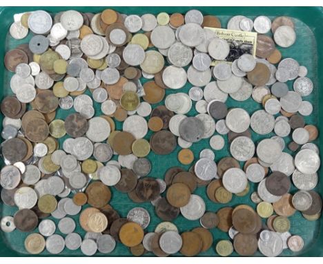 Various coins, world used, various denominations, to include France, Germany, various pennies to include Victorian and later,
