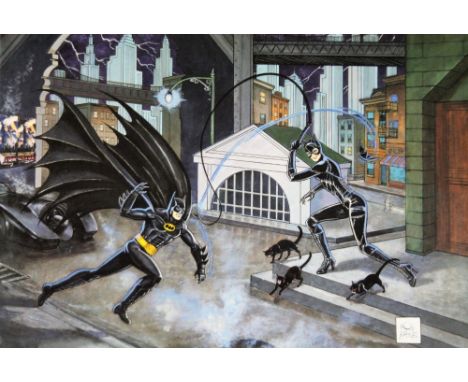 After Bob Cane. Dangerous Game Batman and Cat Woman, First Team Press, lithograph, 34cm x 43cm.