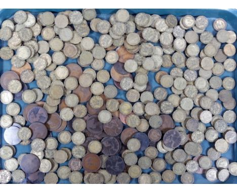 Various coins, GB to include Victorian and later pennies, 1900, etc, threepenny 3d bits.From the estate of R J 'Bob' Curry (D