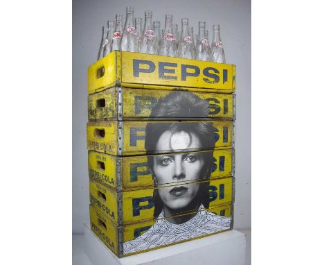 ‘Bowie on Pepsi Crates’ (2018)Paper Collage on Vintage Pepsi CratesSize: 96 x 47 x 31 cm (Please refer to department for Cond