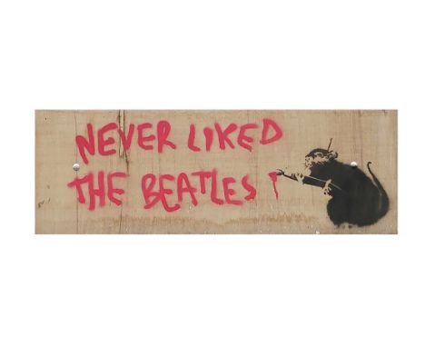 Never Liked The Beatles’ (Seel St / Liverpool Bienniale 2004)Stencil and Spray paint on PlywoodSize: 50 x 120 cm Framed in a 