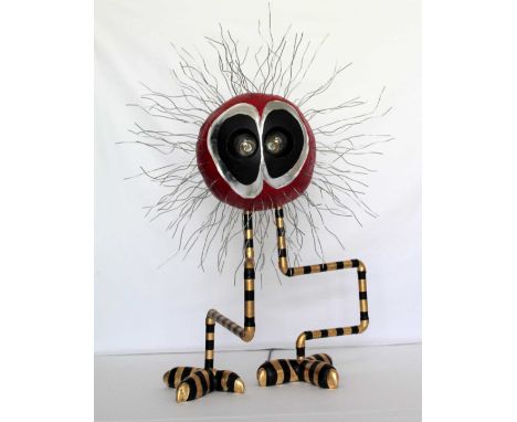 ‘Owl’ (2020)Signed by the artist Sculpture/lamp. Gypsum, concrete, copper, stainless steel, acrylic, gold leaf, silver leaf, 