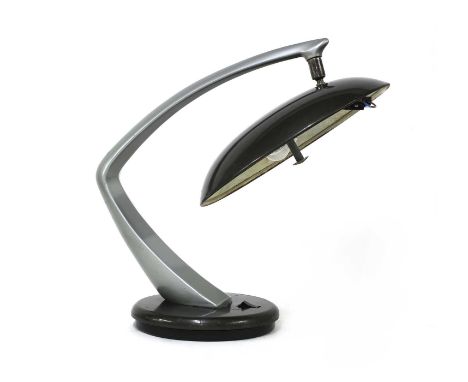 A Spanish 'Boomerang' desk lamp, 1960s, Fase, enamelled and painted stem and shade, for two bulbs, 42cm highCondition report: