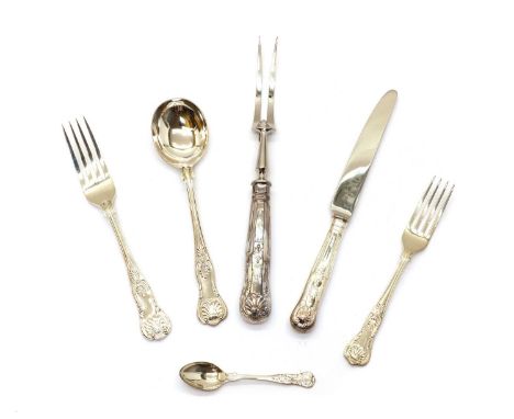 A silver canteen of cutlery, for twelve placing settings, 1978, Sheffield, by Harrison Fisher &amp; Co, consisting of: 12 tea