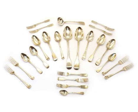 A collection of silver flatware, predominately 19th Century, various dates, makers and patterns, approximately 45oztCondition