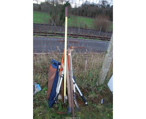 A quantity of tools to include: shears, rake, etc.
