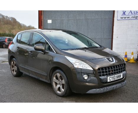 A Peugeot 3008 HDi Sport, 4 cylinder 1,560 cc turbo Diesel engined, 6-speed Manual gearbox Estate car finished in metallic br