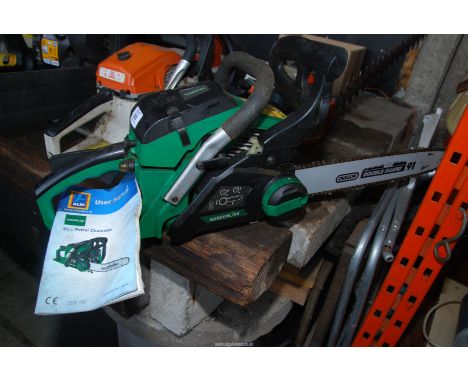 A "Gardenline" 41cc petrol chainsaw. Good compression.