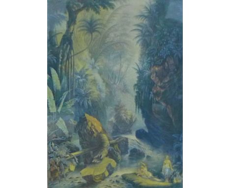 19th century George Baxter coloured print, in a glazed and giltwood frame, 27 x 37cm   