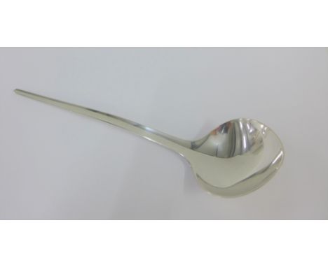 Georg Jensen silver ladle of modernist form, stamped Sterling Denmark etc, 26cm long 