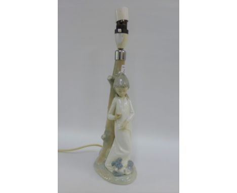 Nao porcelain figural table lamp base, 33cm high excluding fitting