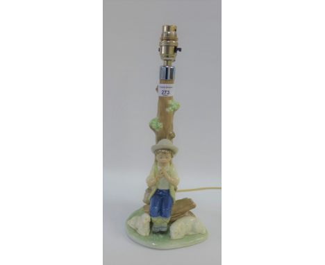 Nao porcelain figural table lamp base, 30cm high excluding fitting