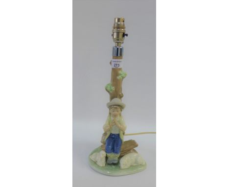 Nao porcelain figural table lamp base, 30cm high excluding fitting