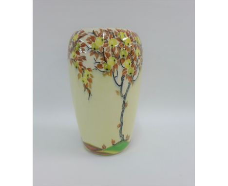 Bough Scottish pottery vase hand painted with fruit tree pattern by Richard Amour, 22cm high 