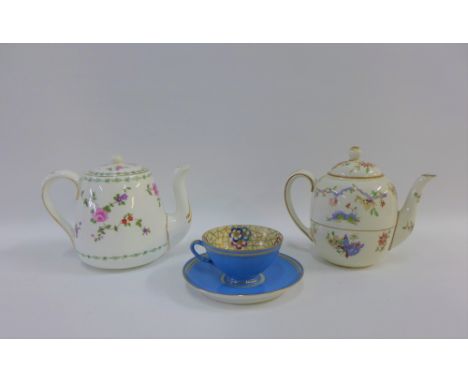 Mixed lot to include a Royal Worcester Crown Ware bachelors teapot and a Crown Staffordshire teapot and a Continental porcela