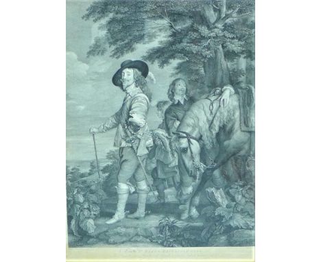 After Robert Strange, Magna Brittaniae Regi &amp; Co - Jacobus Hamiltonius engraved print, in a glazed and ornate giltwood fr