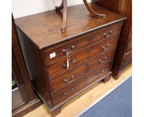 A George III mahogany chest with brushing slide, W.84cm, D.49cm, H.81cmCONDITION: The top is marked and bruised in places, sc