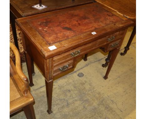 An Edwardian walnut writing/card table, W.83cm, D.45cm, H.75cm