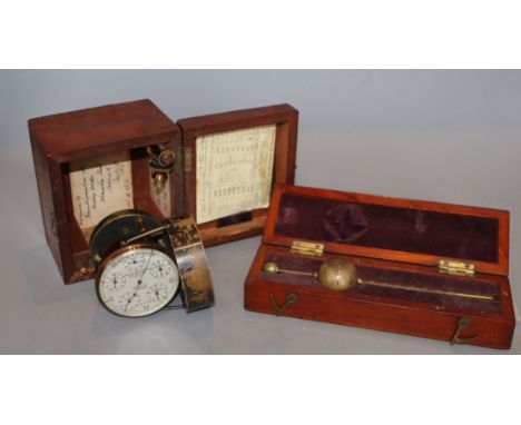 A cased Newton &amp; Co lactometer, War Department stamp, together with a cased Davis anemometer