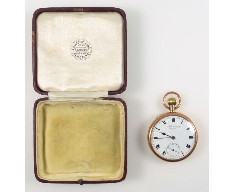 9ct gold pocket watch with a white enamelled circular dial inscribed "To the Admiralty, James Walker, London", seconds dial a