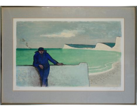 Hans Potthof (1911-2003) 'Breton Cliffs', limited edition coloured lithograph 149 of 200, signed, 43 x 67.5 