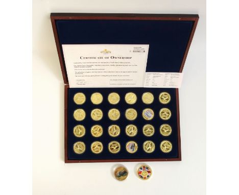 Windsor Mint Proof set of 24 gold plated copper with pad print medals of the Royal Air Force with C of O and TI, cased, in ca