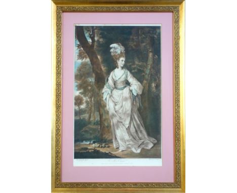 After Sir Joshua Reynolds, 'Mrs Carnac' hand-coloured lithographic print, engraved by J. R. Smith, No.10 Batemans buildings, 