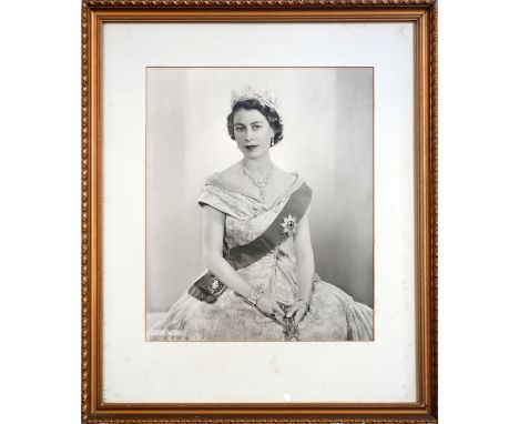 After Dorothy Wilding (1892-1976), portrait photograph of Queen Elizabeth II, print, framed, 44 x 36.5cm 