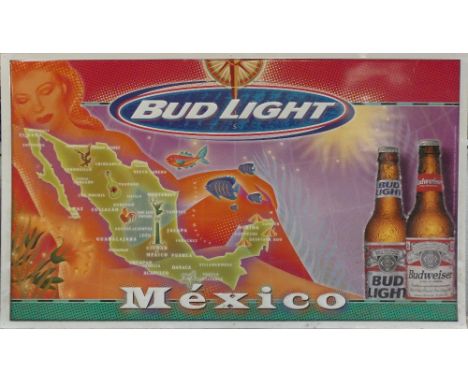*A c.1980's Bud Light enamel and tin Mexican advertising sign.