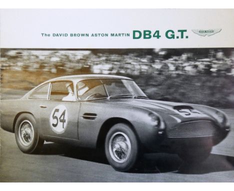 1959 Aston Martin DB4 GT original brochure, four pages, in English, French, German and Italian, together with a price list fo