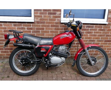 1982 Honda XL250S, 249 cc. Registration number FFW 94X. Frame number MDo1 5306174. Engine number MD01E 5306177. The XL250 is 