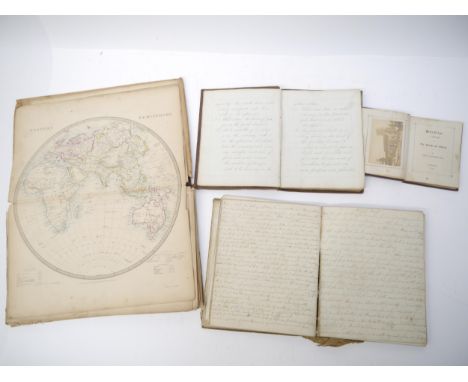 Four assorted 19th Century manuscript and printed volumes, including a manuscript arithmetic exercise book circa 1828, contai