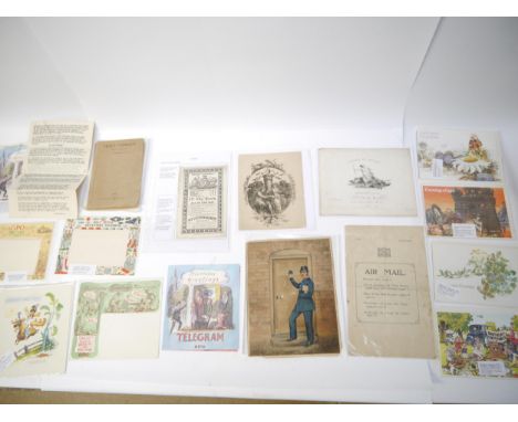 A packet of assorted ephemera, including Sir John Pollock (1878-1963), playwright, proof copy of his autobiography, published