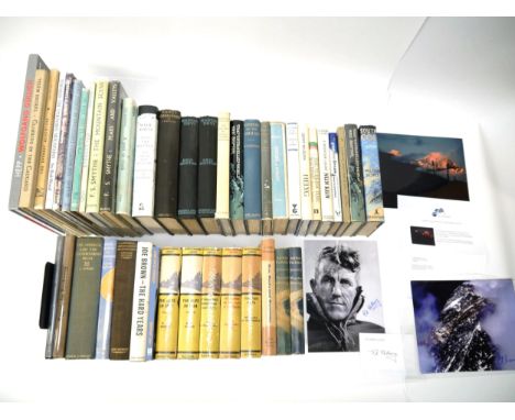 (Mountaineering, Climbing, Travel), a collection of 43 mountaineering books and a folder of signed mountaineering photographs