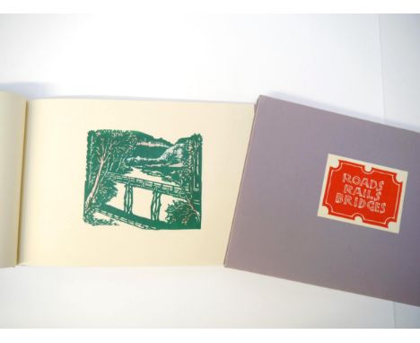 (Whittington Press), Hellmuth Weissenborn (illustrated): 'Roads Rails Bridges. Twenty-five hand-coloured linocuts', printed b