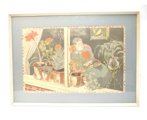 John Nash (1893-1977): 'Window Plants', for School Prints Ltd, lithograph printed in colours, 1945, on wove paper, the full s