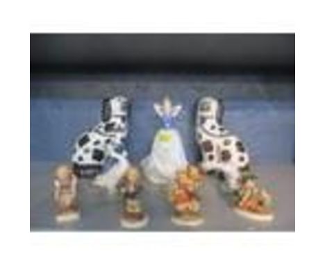 A Royal Doulton figure 'Finishing Touch' A/F, a Royal Doulton figure 'Cherie' HN2341and others, three Lladro models of geese 