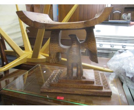 A vintage Ashanti carved wooden stool 46h x 45cm w