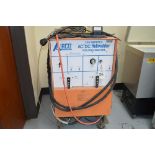 Airco AC/DC Heliwelder, 250 amp welder, AC/DC Tig welder, mounted on rolling steel cart