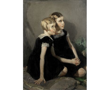 Jacques Fernand Gonin (French, born 1883)Portrait of Nolwén de Janzé (1922-1989) and Paola de Janzé (1924-2006) signed 'Gonin