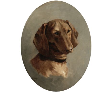 M. Genge (British, Early 20th century)Portrait of a dachshund signed and dated 'M.Genge/19' (lower left); further signed 'M.G