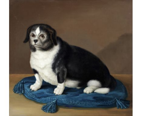 English School, 19th CenturyDog on a blue cushion oil on canvas 48.9 x 52.1cm (19 1/4 x 20 1/2in).For further information on 