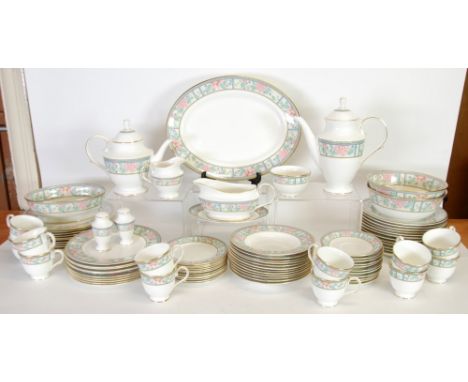 NINETY ONE PIECE ROYAL GRAFTON 'SUMATRA' PATTERN CHINA PART DINNER, TEA AND COFFEE SERVICE, now suitable for ten persons, dec