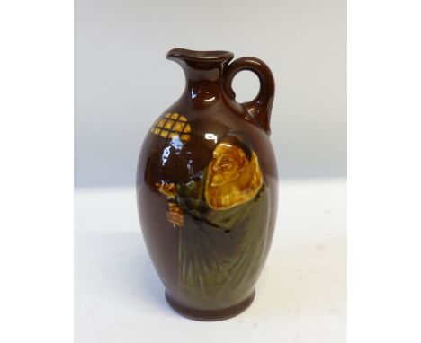 ROYAL DOULTON ALCHEMIST KINGSWARE POTTERY FLASK of footed oviform with loop handle, 8 1/2" (21.6cm) high, printed mark, spout