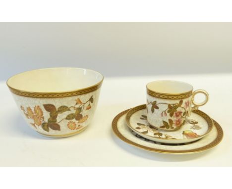 THIRTY SEVEN PIECE LATE NINETEENTH CENTURY ROYAL WORCESTER CHINA PART TEA SERVICE FOR 12 PERSONS, gilt printed and painted wi