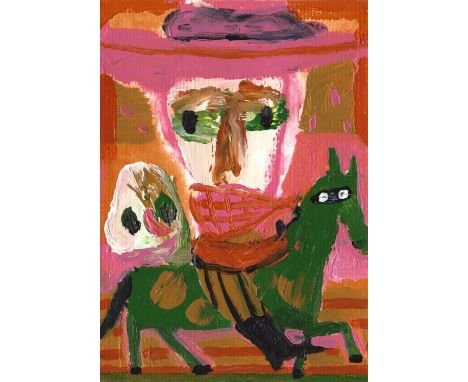 Chris Gilvan-Cartwright True Love Cowboy, 2020 Acrylic on paper Signed verso 15 x 10cm (5¾ x 3¾ in.)
For me painting operates