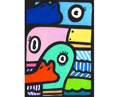 
	
		Kev Munday
		Duck Tangle, 2020
		Paint pen on paper
		Signed verso
		15 x 10cm (5¾ x 3¾ in.)
		Kev Munday creates colour