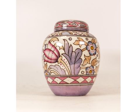 Charlotte Rhead Bursley Ware Ginger Jar &amp; Cover, height 16cm 